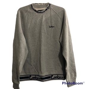 Men’s Cookies Crewneck Pullover Sweatshirt Grey Size Medium